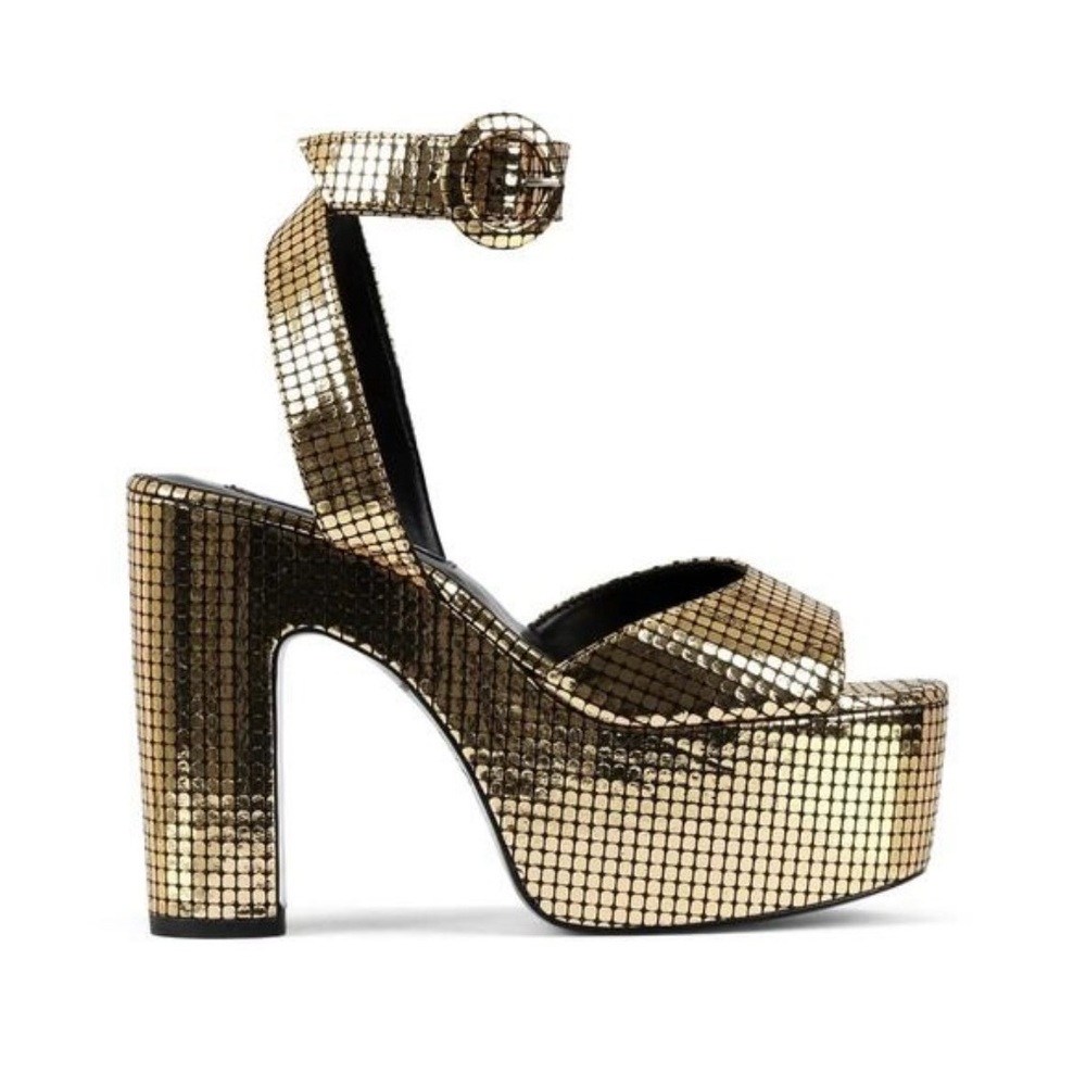 Simon Miller Faux Leather Gold Platform Sandals Sz 39